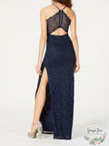 Emerald Sundae Juniors Glitter Lace a-Line Dress - Navy Size XXS by Vanessa Jane