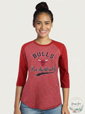 NBA Chicago Bulls Womens Premium Triblend 3/4 Sleeve/Red/XL by Vanessa Jane