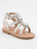 Petalia Little Girls Flowers And Shimmer Detail Sandals, Size 9/White by Vanessa Jane
