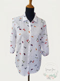 Charter Club Linen Nautical-Print Blouse, Size XS by Vanessa Jane