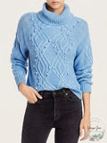 Cliche Womens Blue Long Sleeve Turtle Neck Sweater M by Vanessa Jane