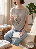 DKNY Heather Gray Drape-Front Sweater Size Medium by Vanessa Jane