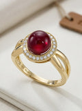 Charter Club Gold Plate Pave and Imitation Pearl Halo Split Ring, Size 10/Red by Vanessa Jane