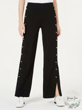 Almost Famous Juniors Faux Pearl-Trimmed Wide-Leg Pants, Size XS by Vanessa Jane