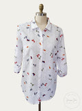 Charter Club Linen Nautical-Print Blouse, Size XS by Vanessa Jane