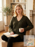 Love By Design Juniors Oversize Cable Pullover Sweater, Olive, Size Medium by Vanessa Jane