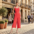 Aqua Tie-Back Wide-Leg Jumpsuit, Size Large by Vanessa Jane