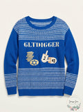 Isabellas Closet Womens Gelt Digger Ugly Hannukkah Sweater, Blue, Size Medium by Vanessa Jane