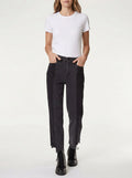 Frayed Denim High Rise Straight Leg Jeans, Size 28 by Vanessa Jane