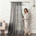 No. 918 1-Panel Lourdes Crushed Sheer Window Curtain, Grey, 59X84 by Vanessa Jane