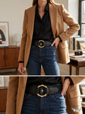 I.N.C. Bamboo Buckle Faux Leather Stretch Belt, Size M-L by Vanessa Jane