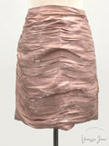 Lulus Live the Night Dusty Rose Satin Ruched Mini Skirt, Size Medium by Vanessa Jane
