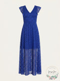 Dkny V-Neck Ruffle Cap Sleeve Maxi Dress, Size 8 by Vanessa Jane