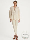 Lauren Ralph Lauren Lace-Up Double-Faced Tunic – Mascarpone Cream, Size XL by Vanessa Jane