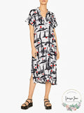 B New York Henley MIDI Abstract Print Dress, Size Large by Vanessa Jane