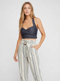 Free People Womens Blue Sleeveless Halter Crop Top, XS by Vanessa Jane