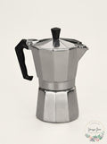 COFFEEDDICTED Stovetop Espresso Maker 6 Cup Silver by Vanessa Jane
