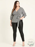 City Chic My Desire Check Print Wrap Top, Size Medium by Vanessa Jane