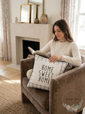 Lacourte Home Sweet Home 20X20 Square Decorative Pillow – White by Vanessa Jane