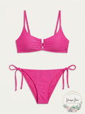 ONeill Neon Pink Saltwater Solids Textured Bikini Swim Top, Us Large by Vanessa Jane