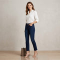 Inc Straight-Leg Frayed-Hem Ankle Jeans, Dark Indigo, Size 2 by Vanessa Jane