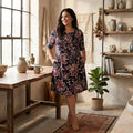 Connected Apparel 3/4 Sleeve Jewel Neck Knee Length Sheath Dress, Size 24W by Vanessa Jane