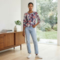 C by Bloomingdales Floral Print Cashmere Sweater, Size Medium by Vanessa Jane