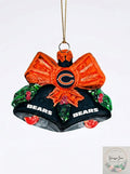 Chicago Bears NFL Blown Glass Holiday Bells Ornament by Vanessa Jane