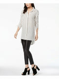 Bar III Womens White Button Down Ruched Sleeves 3/4 Sleeve Top,Size XS by Vanessa Jane