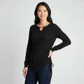 Thalia Sodi Ruched Keyhole Sweater, Black Size Medium by Vanessa Jane