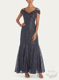 R & M Richards Off-the-Shoulder Lace Gown, 8 by Vanessa Jane