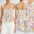 Aqua Womens Ruffled Sweetheart Neck Cropped, Size Large by Vanessa Jane