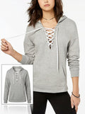 Material Girl Active Juniors Lace-Up Pullover Hoodie, Size Small by Vanessa Jane