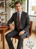 Dkny Mens Modern-Fit Stretch Charcoal/Brown Plaid Suit Separate Jacket,40L by Vanessa Jane