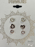 Unwritten Three Pair Silver Plated Earring Set with Rose Gold by Vanessa Jane