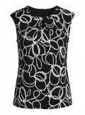 Kasper Womens Black Sleeveless Keyhole Blouse, Size PM by Vanessa Jane