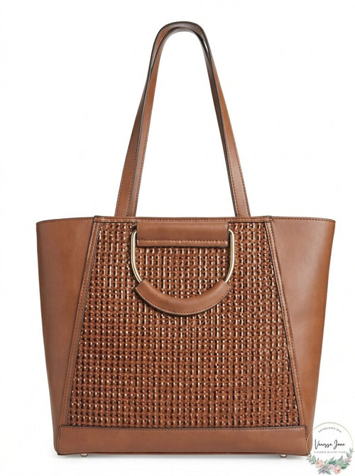 Inc Ajae Bangle Crochet Tote, Tan/Gold by Vanessa Jane
