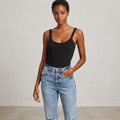 Aqua Scoop Neck Bodysuit, Size Small by Vanessa Jane