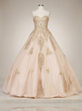 Dancing Queen Juniors Rhinestone Appliqué Gown, XL/Blush by Vanessa Jane