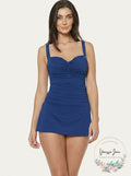 Bleu Rod Beattie Womens Dress for Success Shirred One Piece Swimsuit,10D/navy by Vanessa Jane