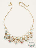 Inc Gold-Tone Stone and Glass Multi-Cluster Statement Necklace by Vanessa Jane