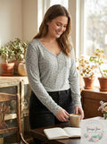 Hippie Rose Juniors Long-Sleeve Henley T-Shirt, Size Large by Vanessa Jane