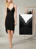 I.n.c. Lace-Neckline Ribbed Chemise, Size XS by Vanessa Jane