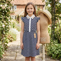 Monteau Big Girls Embroidered Collar Striped Dress, Size Small by Vanessa Jane