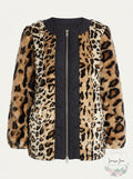 Donna Karan New York Leopard Print Faux Fur Jacket, Size Large by Vanessa Jane