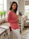 Maison Jules Womens Long-Sleeve Striped Lightweight Sweater Top Size XXL, Coral by Vanessa Jane