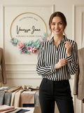 Inc Striped Button-Down Shirt, Size Small by Vanessa Jane