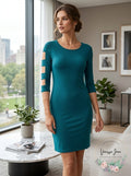 Jm Collection Petite Lattice-Sleeve Shift Dress, Size PM by Vanessa Jane