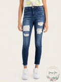 Dollhouse Destructed High-Rise Raw-Hem Skinny Jeans, Size 9–10 by Vanessa Jane