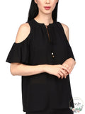 Michael Michael Kors Flutter-Sleeve Cold-Shoulder Blouse, Size Medium by Vanessa Jane